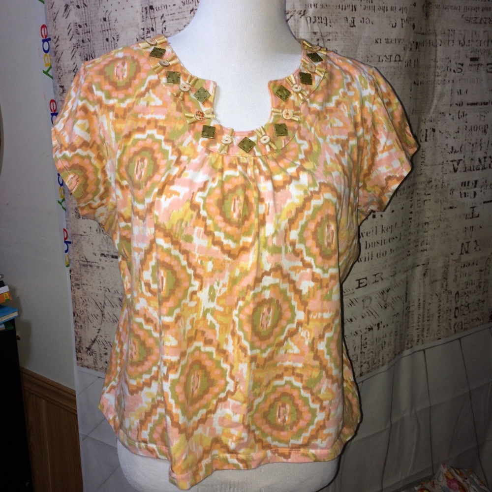Ruby Red Petite PXL Orange Combo Color Blouse